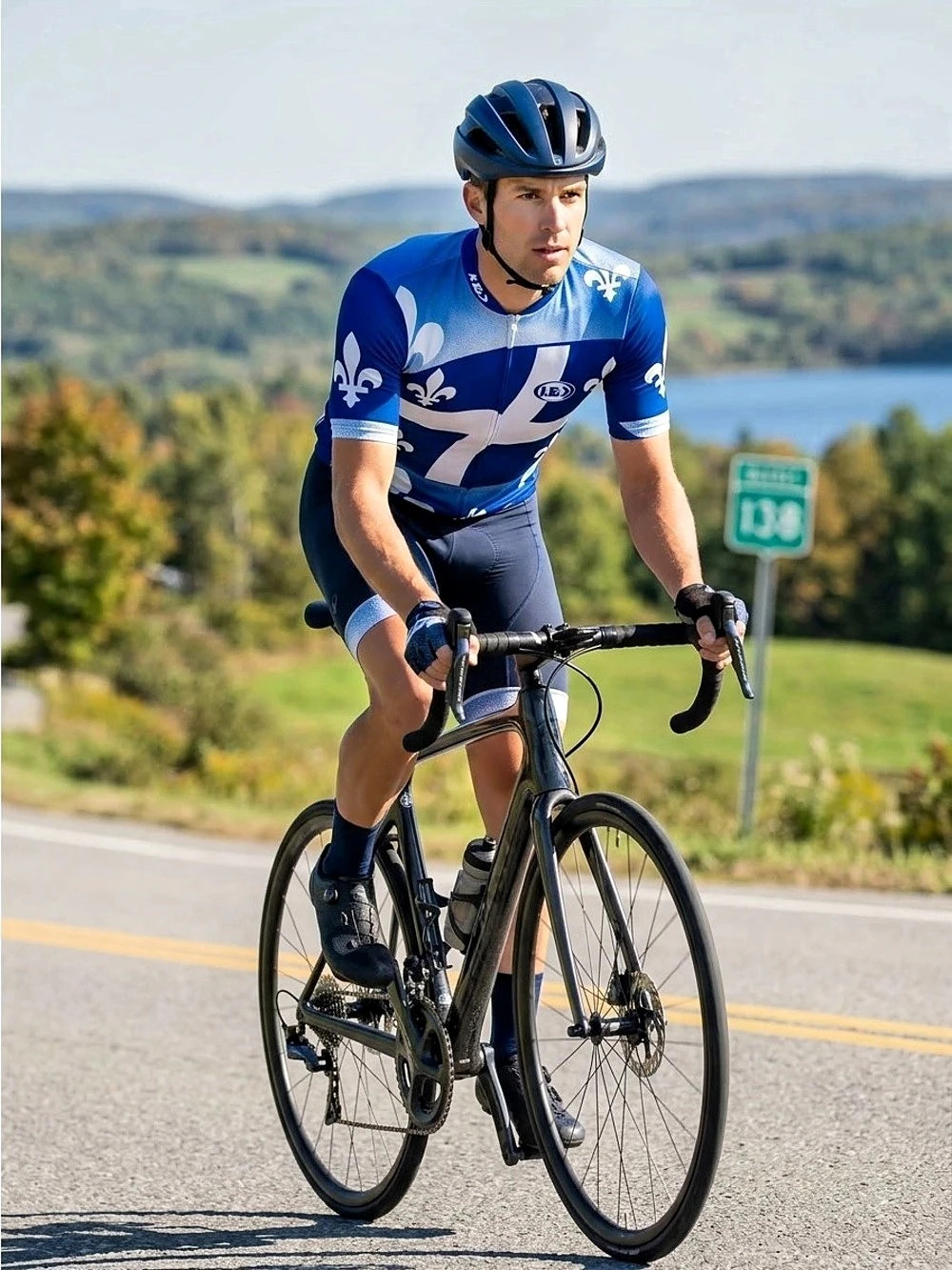 Louis Garneau Men's Cycling Jersey Blue & White Size Medium Like New